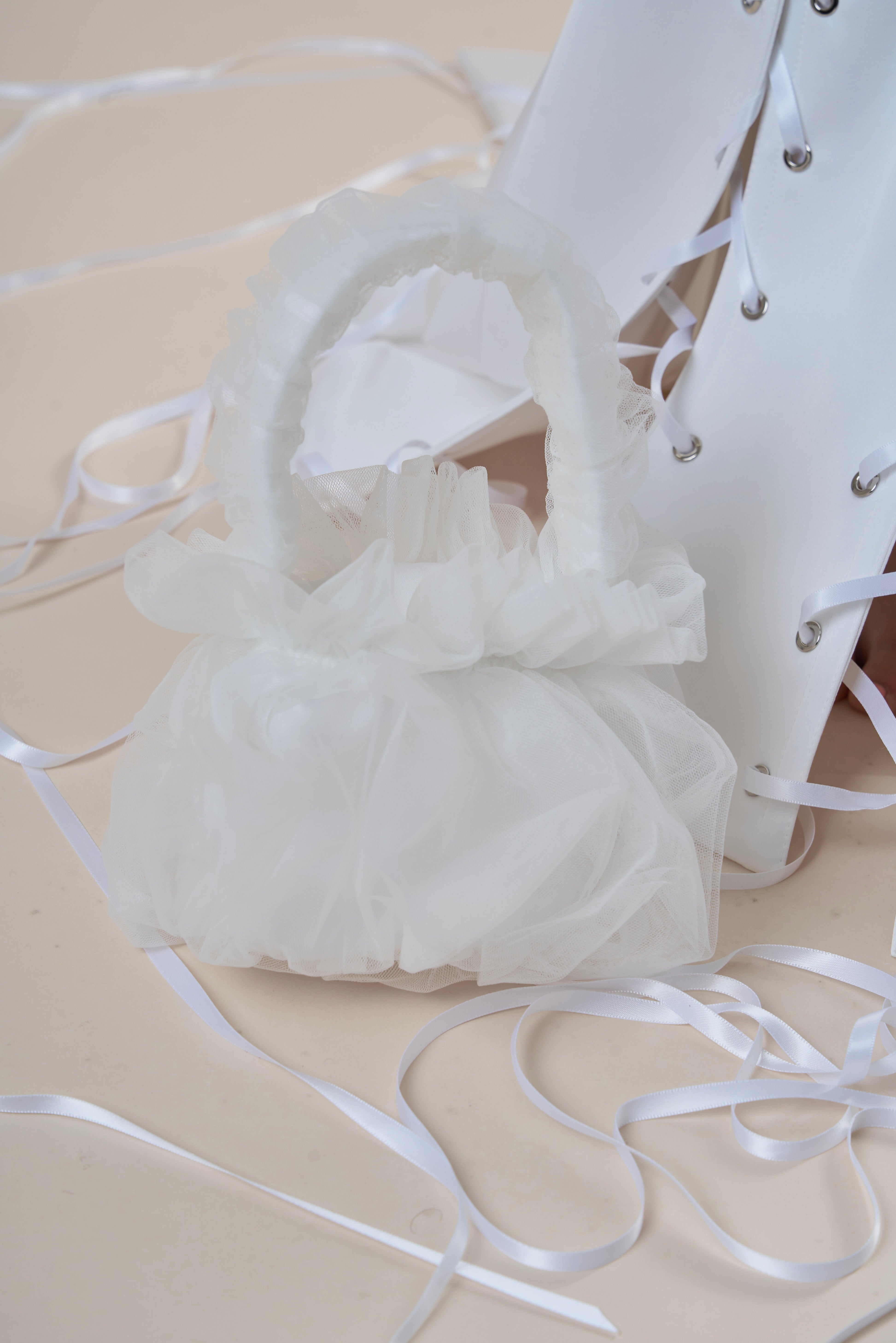 MINI TULLE BAG — IVORY